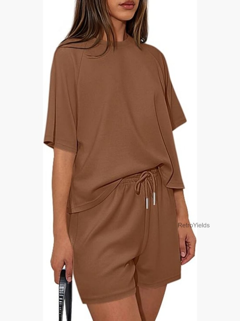 Two Piece Lounge Set Short Sleeve Tops Shorts Matching Outfits Loungewear Sets